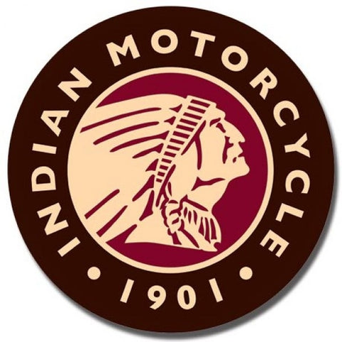 Enseigne Metal Ronde Indian Motorcycle
