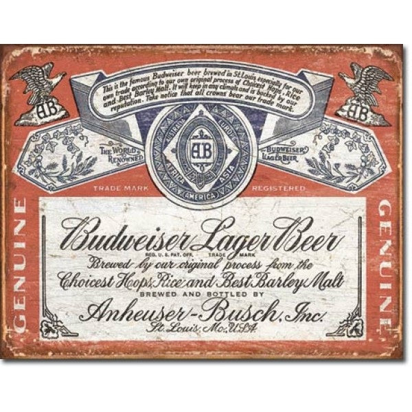 Enseigne Metal Budweiser Lager