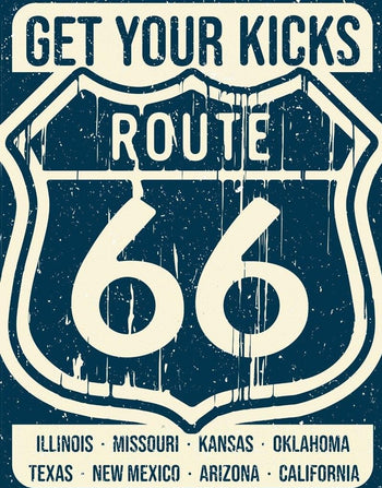 Enseigne Metal Route 66 États