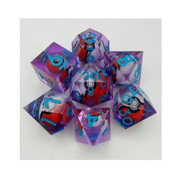 Translucent Purple Pokeball Dice with Blue Numbers
