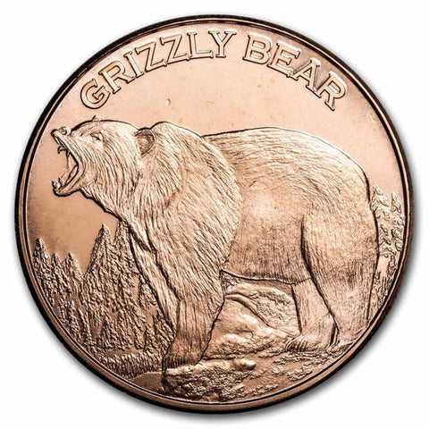 1 Oz En Cuivre-Grizzly Bear