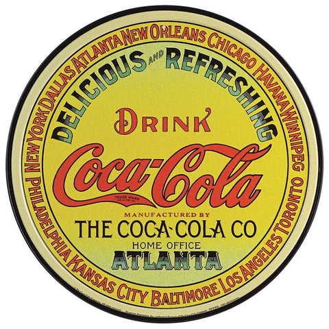Enseigne Metal Ronde Bois Coca-Cola