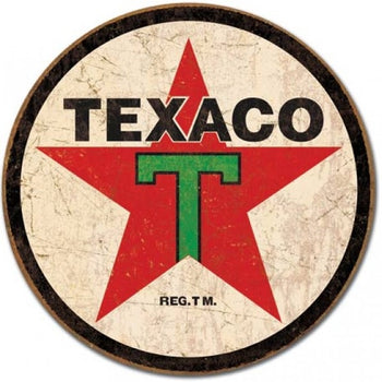 Enseigne Metal Ronde Logo Texaco