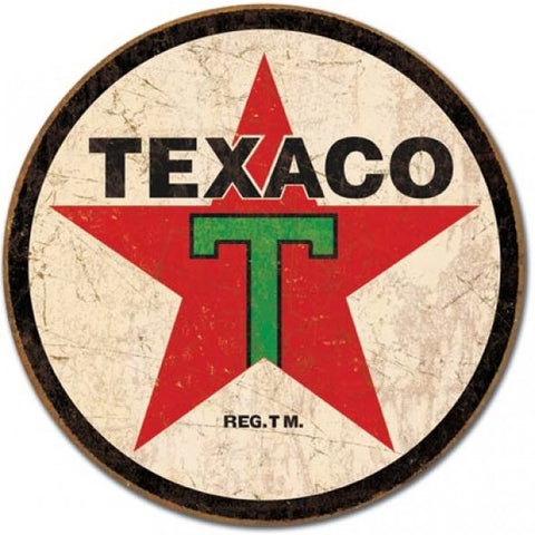 Enseigne Metal Ronde Logo Texaco