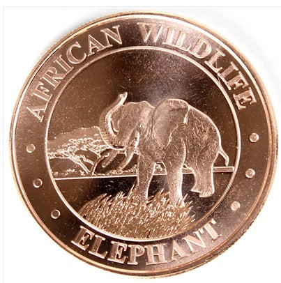 1Oz En Cuivre-African Elephant