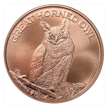 1 Oz Copper-Great Horned Owl