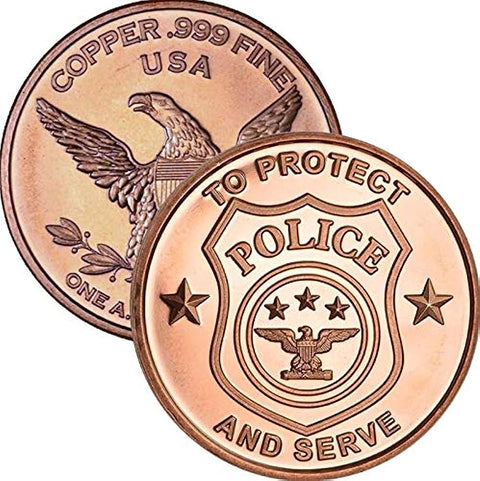 1Oz En Cuivre-Police To Protect And Serve