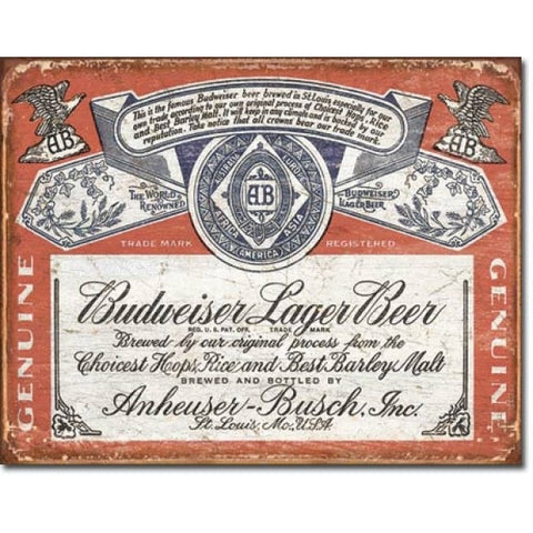 Enseigne Metal Budweiser Lage