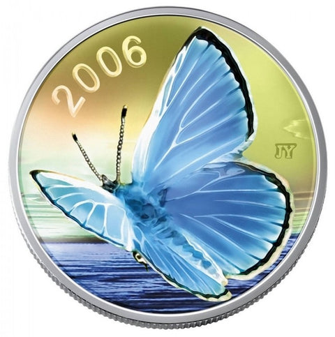 2006 50¢ Papillon Bleu Argenté