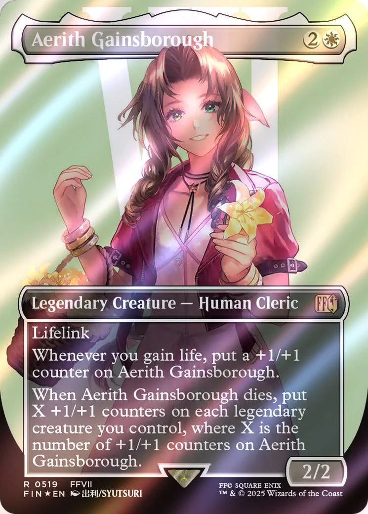 MTG - Aerith Gainsborough - Borderless - Surge Foil - Near Mint #519 Final Fantasy FFVII