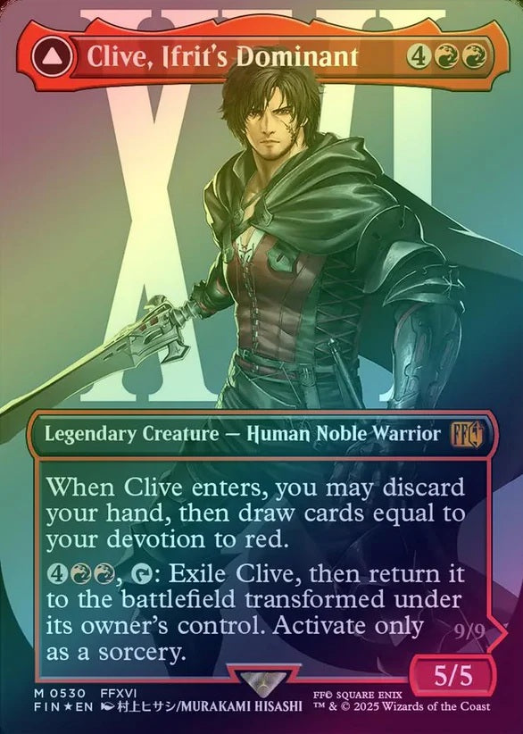 MTG - Clive, Ifrit's Dominant - Borderless - Surge Foil - Near Mint #530 Final Fantasy FFXVI