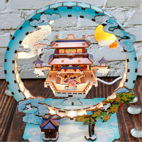 PZ 3D Lampe Pleine Lune en Bois