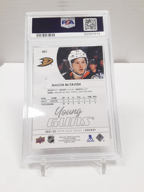 Mason McTavish #451 PSA Gem 10 Endos avec Statistiques Recrue Young Guns Rookie Upper Deck Series 2