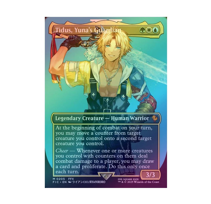 MTG - Tidus, Yuna's Guardian - Borderless - Surge Foil - Near Mint #205 Final Fantasy Commander FFX